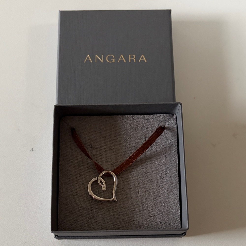 Sterling Silver Diamond Heart Pendant NWOT